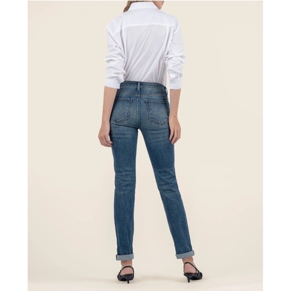 KUT from the Kloth Catherine Boyfriend Jeans Size 12 Mid Rise Medium Dark Wash - Picture 2 of 9